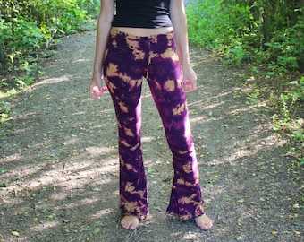 Tie Dye Flared Yoga Pants 6 COLOURS • Cotton Leggings Yoga Trousers • Tie Dye Bell Bottoms Fern Flares • Festival Clothing Women • Calluna