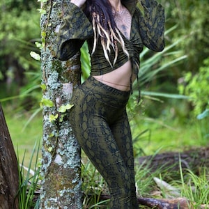 Snakeskin Leggings • Animal Print Cotton Yoga Leggings • Unisex Stretch Cotton Yoga Pants • Acrobatics Leggings • Calluna Clothing