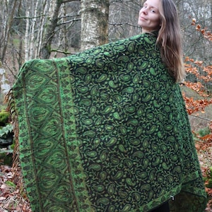 Chal Paisley • Chal bohemio unisex • Chal Suraya • Bufanda tipo manta para festivales • Capa de lana vegana • Bufandas cálidas de invierno para mujer (Reino Unido) • Calluna