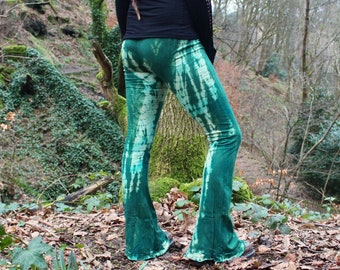 Tie Dye Flared Yoga Pants 6 COLOURS • Cotton Leggings Yoga Trousers • Tie Dye Bell Bottoms Flares • Hippy Festival Clothing Women • Calluna