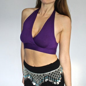 Purple Halter Bra Yoga Crop Top • Festival Halter Neck Cropped Top Bralet • Halter no wire free Bralette • Activewear Women Boho Asana Vest