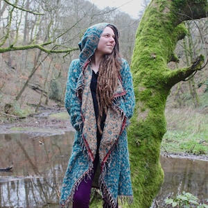 Hooded Festival Blanket Cloak • Boho Unisex Paisley Cape Coat • Warm Poncho Winter Cape • Vegan Wool Scarf • Long Wool Jacket Poncho Shawl