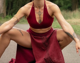 Tribal Seite Schlitz Rock • Adeya Rock • Rustikal Maxi Rock • Naturfaser Kleidung • Weiß Maxi Rock Frauen • Langer Boho Rock