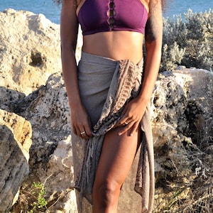 Natural Cotton Block Print Shawl • Nitya Net Shawl Wrap Women • Festival Blanket Scarf • Sarong Beach Wrap Skirt • Calluna