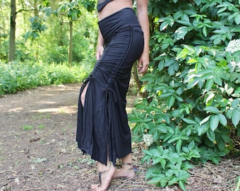 Viscose Maxi Skirt • Boho Side Split Meera Mermaid Burlesque Dance Skirt