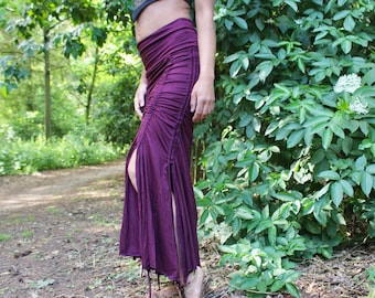 Mermaid Maxi Skirt • Long Boho Slit Skirt • Cotton Sexy Side Split Skirt • Tribal Fusion Meera Dance Skirt • Flamenco Bellydance Costume