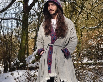 Shamanic Cloak with Hood • Unisex Cape Coat • Warm Hooded Blanket Shawl • Poncho Shawl Scarf • Long Festival Earthy Jacket • Calluna