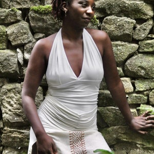 Natural Cotton Halter Top • Tara Top • Comfy Yoga Wear • Open Back Halterneck • Calluna