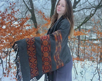 Oversized Blanket Shawl Scarf • Warm Wrap Eira Shawl Women Men • Warm Poncho Boho Cape • Winter Scarf Wrap • Warm Gift for her • Calluna