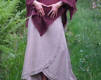Raw Cotton Block Print Maxi Wrap Skirt • Natural Earthy Clothing • Rose Maxi Skirt Women • Long Boho Festival Shakti Skirt • Calluna