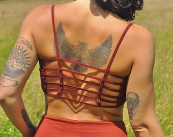 8 COLOURS Cut Out Crop Top Bra • Festival Caged Bralette • Hippy Clothing • Yantra Bra let Active Wear • Comfy Cotton Bra • Boho Yoga Vest