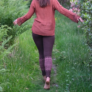 Block Print Cotton Leggings • Yoga Leggings Fitted Trousers Women • Stretch Cotton Pants • Boho Bahaia Trousers • Tribal Clothing • Calluna