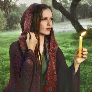 Paisley Hood Scarf • Unisex Boho Hooded Shawl Wrap • Blanket Hoodie Suraya Scarf • Vegan Wool Hood Scarf Cape • Warm Scarves Women • Calluna