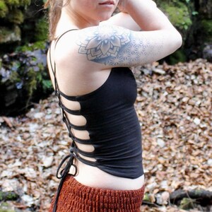 Schnüren Sie Korsett zurück Crop Top • Festival rückenfreies Top Tanzabnutzung • Sexy rückenfreies Baumwolle Marina Top • Bequemer BH Boho Yoga Weste • Calluna