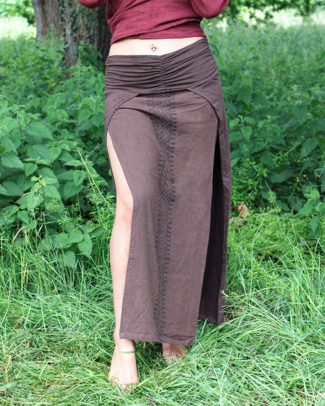 Tribal Side Split Skirt • Adeya Skirt • Simple Rustic Maxi Skirt ...