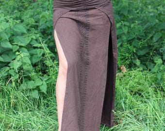 Tribal Seite Schlitz Rock • Adeya Rock • Rustikal Maxi Rock • Naturfaser Kleidung • Weiß Maxi Rock Frauen • Langer Boho Rock
