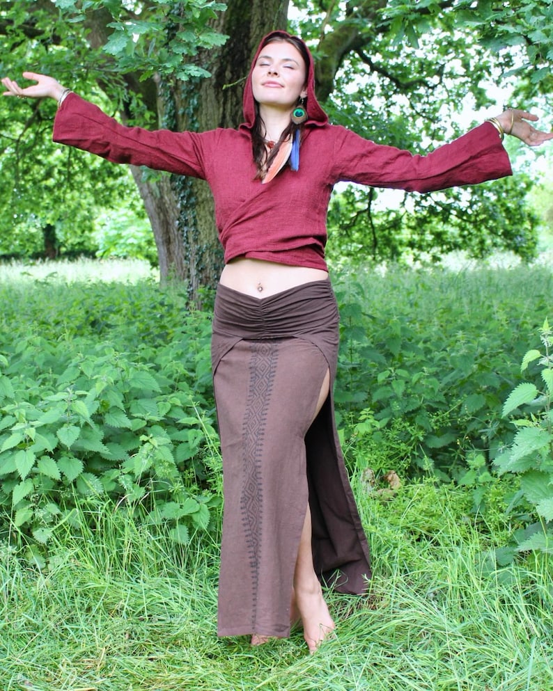 Tribal Side Split Skirt • Adeya Skirt • Simple Rustic Maxi Skirt ...