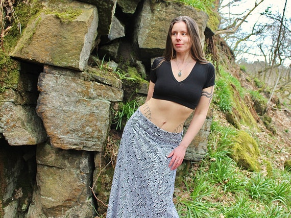 Black Cotton Crop Top Backless Boho Top 