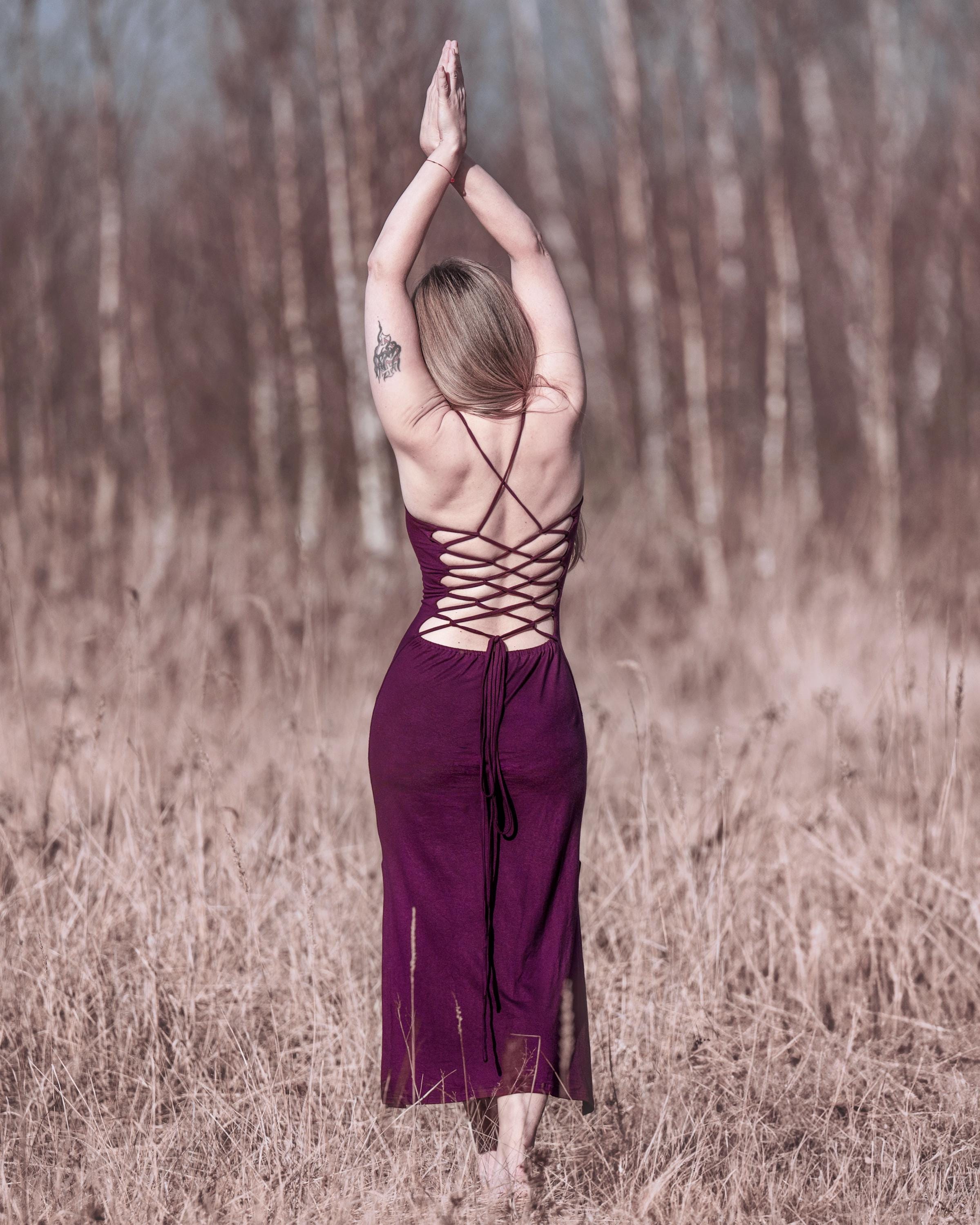 Lace up Corset Back Maxi Dress • Side Split Dress • Boho Maxi for