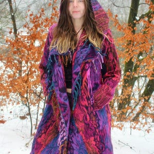 The Enchantment Cloak • Hooded Festival Blanket Cloak • Unisex Paisley Cape Coat • Warm Winter Poncho • Vegan Wool Scarf • Long Boho Shawl image 15