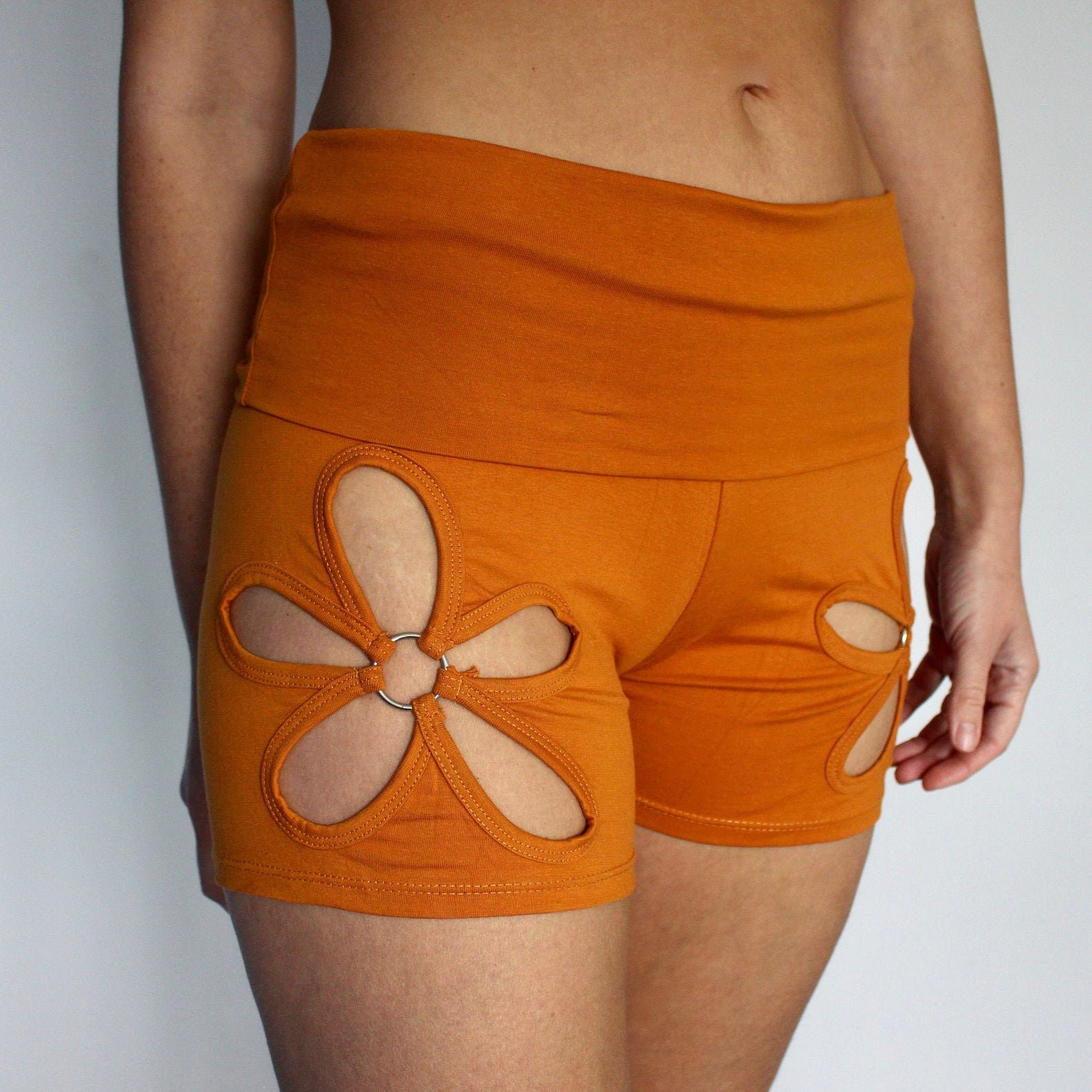 Burgundy Booty Shorts Flower Cut Out 