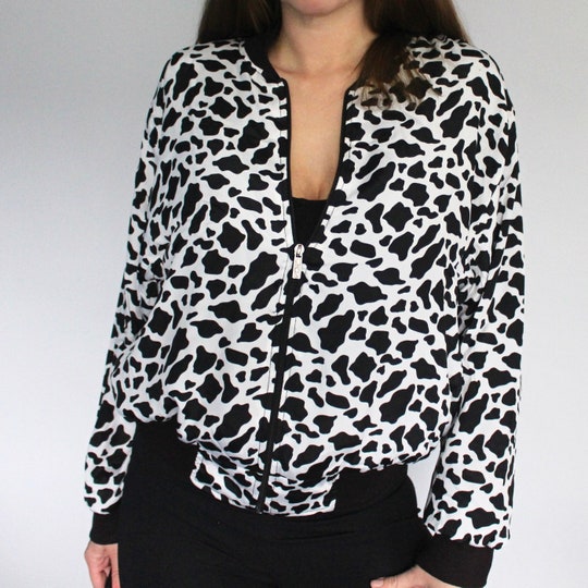 Pink Cow And Milk Print Men's Bomber Jacket