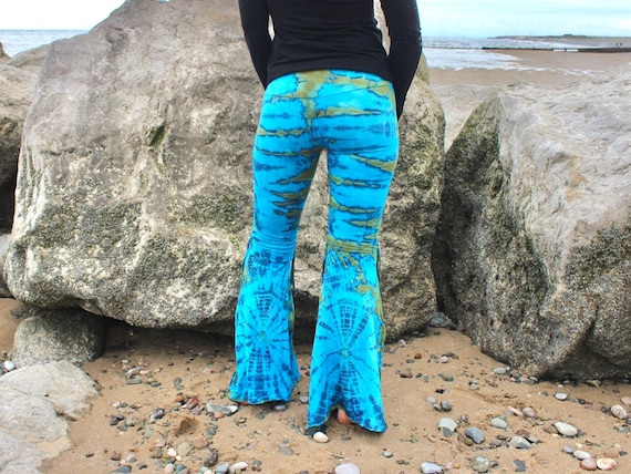 Cotton Tie Dye Bell Bottoms Blue Wide Flare Trousers Hot Leggings Flared  Yoga Pants Hippy Burning Man Festival Calluna Clothing -  Canada