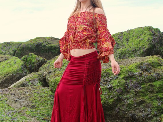 Mermaid maxi skirt with slits hot sale