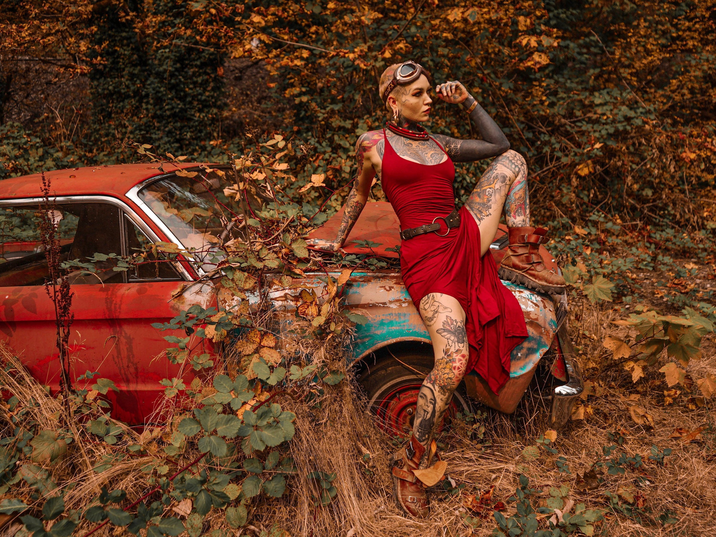 Red Side Split Dress - Etsy