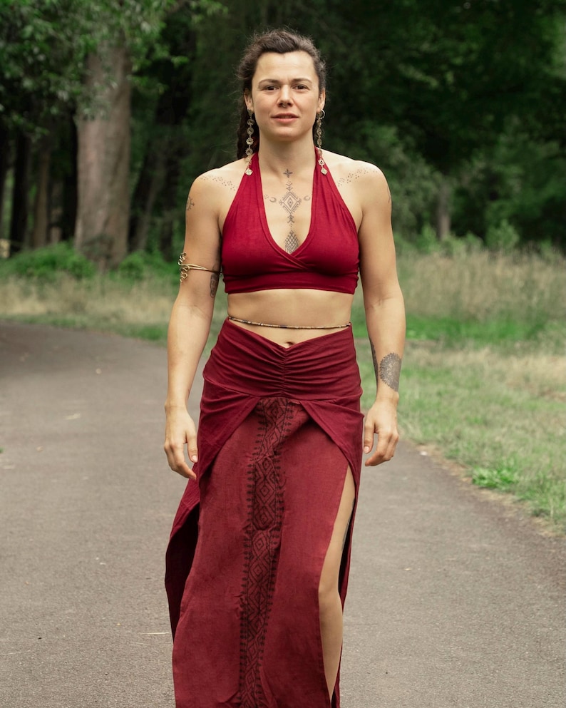 Tribal Side Split Skirt • Adeya Skirt • Simple Rustic Maxi Skirt ...
