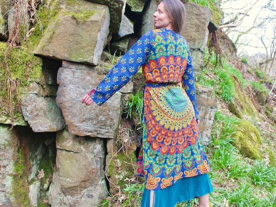 Cotton Mandala Long Sleeve Kimono Dress 70s Festival Kaftan Psychedelic Maxi Jacket Robe Beach Cover up Tunic Boho Dressing Gown - Etsy Cotton Mandala Long Sleeve Kimono Dress 70s Festival Kaftan Psychedelic Maxi Jacket Robe Beach Cover up Tunic Boho Dressing Gown - Etsy