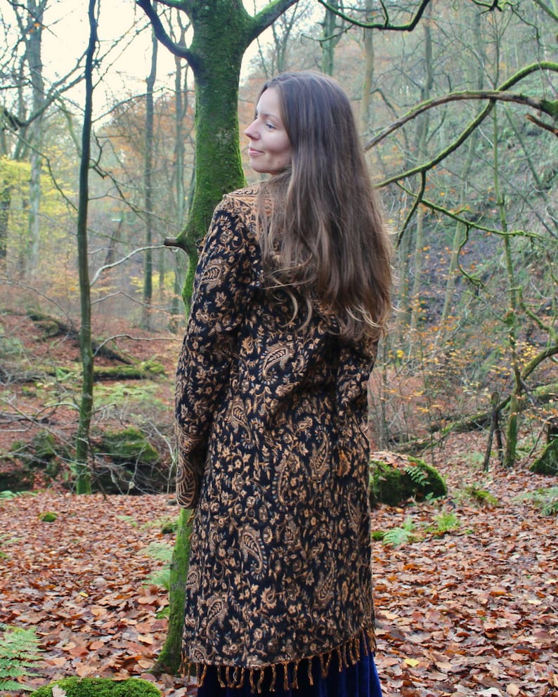The Enchantment Cloak • Hooded Festival Blanket Cloak • Unisex Paisley Cape Coat • Warm Winter Poncho • Vegan Wool Scarf • Long Boho Shawl image 10