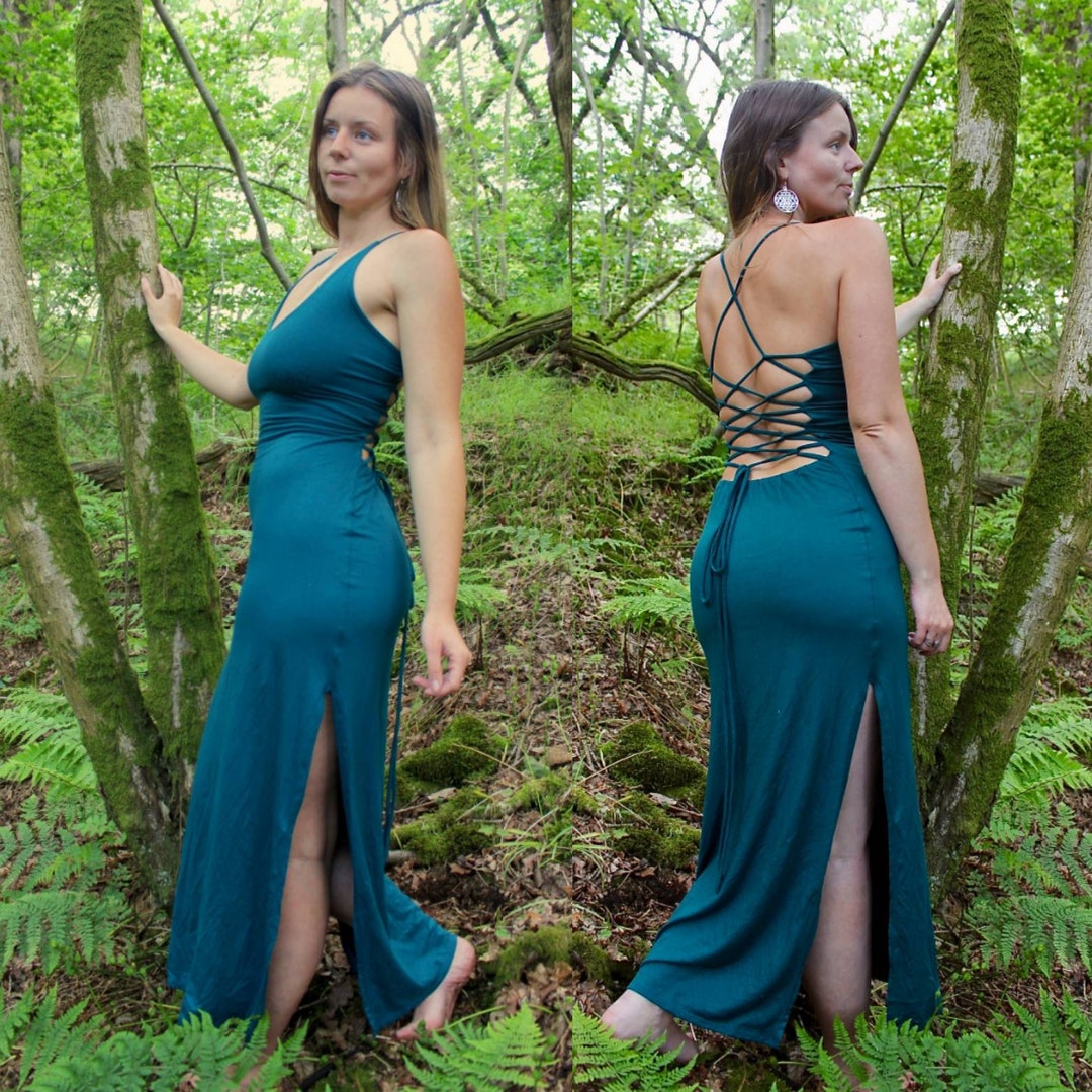 Lace up Corset Back Maxi Dress • Side Split Dress • Boho Lace up Corset Back Maxi Dress • Side Split Dress • Boho