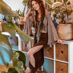 HAREM PANTS WITH SIDE SPLIT AMAZON AZURE