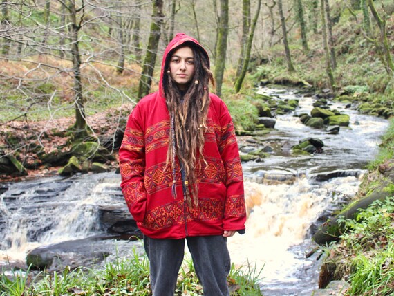 Aztec Embroidered Hoodie Jacket Warm 