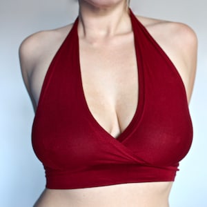 Red Halter Yoga Crop Top Bralet • Festival Hater Neck Cropped Top • Asana Halter Bralette • Cotton Bra • Active Wear Women • Boho Vest Top