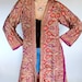 Gold Plum Silk Flared Sleeve Kimono • 70s Festival Kaftan • Sari Long Maxi Jacket • Beach Cover Up Tunic • Boho Silk Robe Bridesmaid Gift
