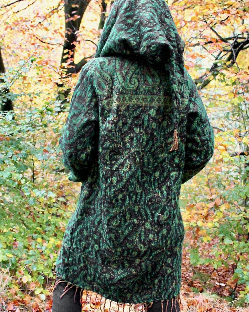The Enchantment Cloak • Hooded Festival Blanket Cloak • Unisex Paisley Cape Coat • Warm Winter Poncho • Vegan Wool Scarf • Long Boho Shawl image 5