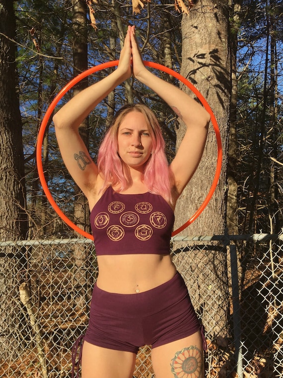 Purple Booty Shorts Mid High Waist Cinched Hot Yoga Pants Sexy