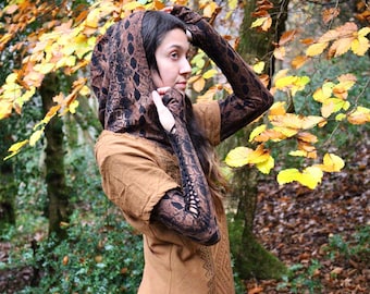 Cotton Yoga Hoodie • Lightweight Fitted Layering Hoody Women • Thumb Hole Elven Sweater • Slit Weave Long Sleeve Braided Top • Calluna