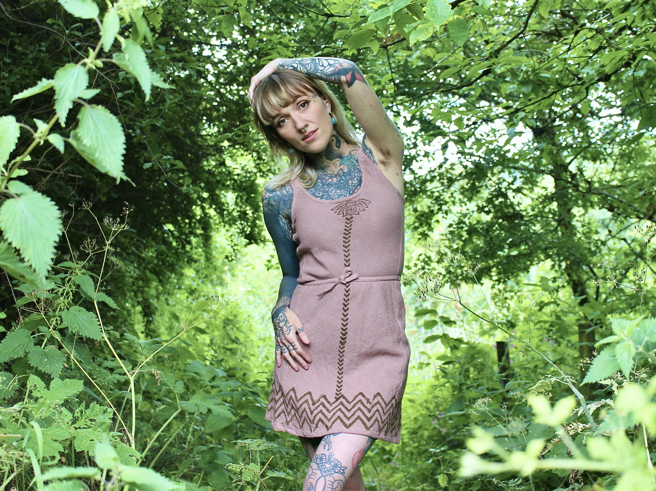 Earthy brown tribal dress main image 0