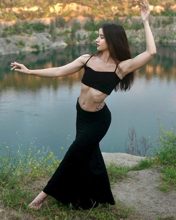 Mermaid Teal Maxi Skirt • Long Boho Slit Cotton Sexy Side