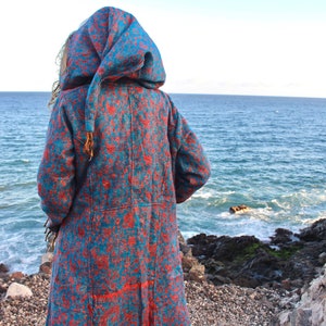 Hooded Festival Blanket Cloak Boho Unisex Paisley Cape Coat Warm Poncho ...