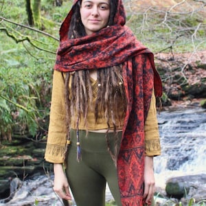 Paisley Kapuzenschal • Unisex Boho Kapuzen Schal Wrap • Decke Hoodie Suraya Schal • Vegan Wolle Kapuzen-Schal Cape • Warme Schals Frauen • Calluna Bild 10