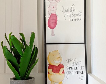 Winnie the Pooh and piglet, kid room decor, baby room, nursery, wall art