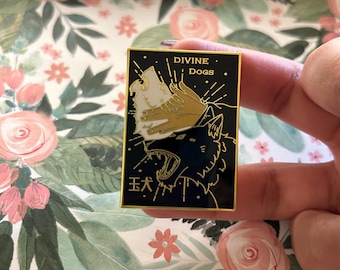 Divine Dogs Enamel Pin: Gold & Black Anime Accessory