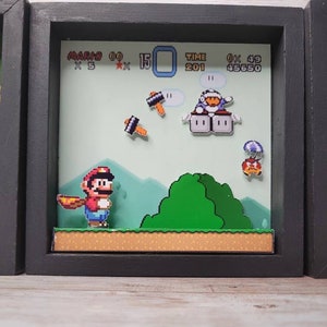 Super Mario World 3D Diorama Super Nintendo Wall Desk Art Gaming Handmade Gift
