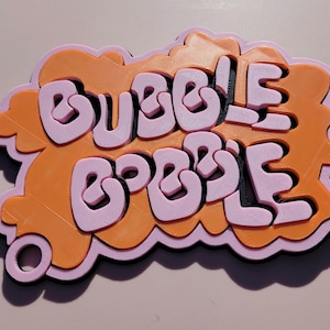 3D Printed Bubble Bobble Sign – Custom Retro Video Game Wall Art – Unique Arcade Decor for Gamers