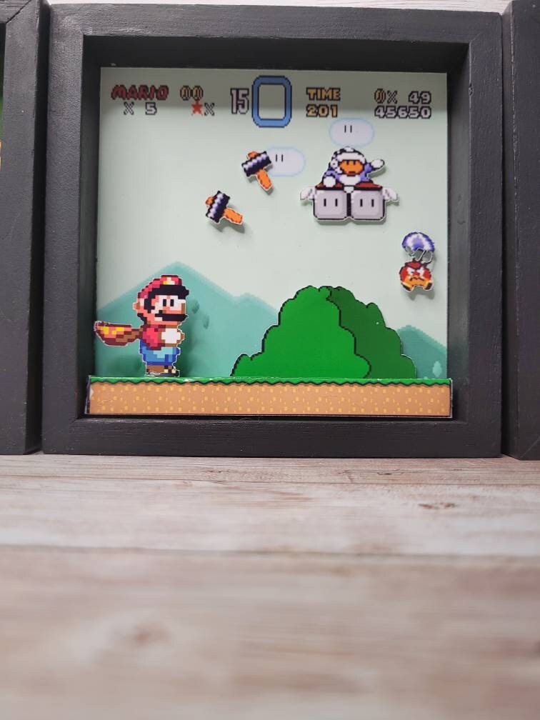 Super Mario World 3D Diorama Super Nintendo Wall Desk Art Gaming