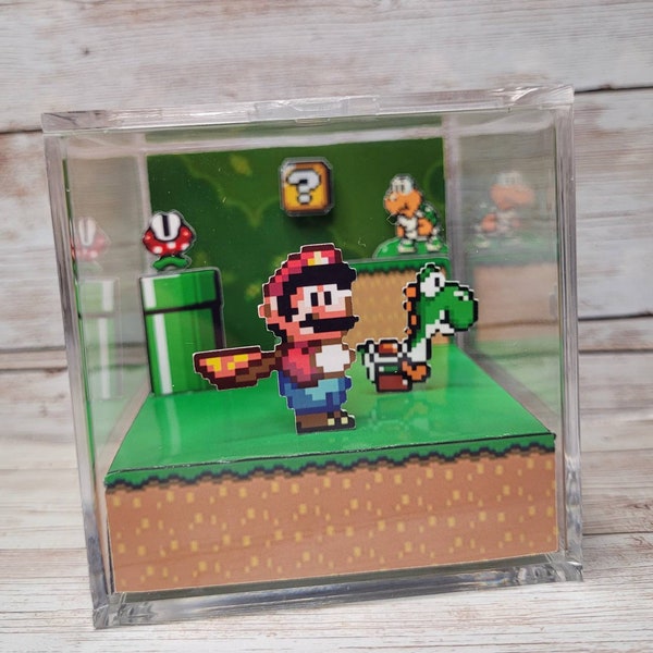 Super Mario World Super Nintendo 3D Cube Diorama